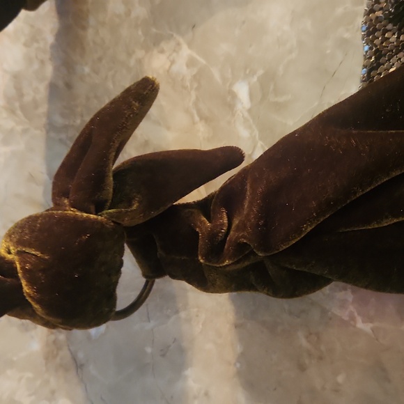 Vintahe Y2k Green Velvet Bag with SEQUIN Accents - Picture 4 of 5